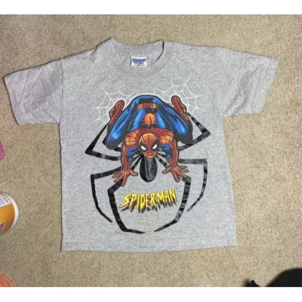 Rare Vintage 2002 Spider-Man Movie Promo Graphic T-Shirt Gray Youth Size M 10-12